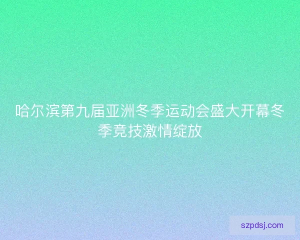 哈尔滨第九届亚洲冬季运动会盛大开幕冬季竞技激情绽放
